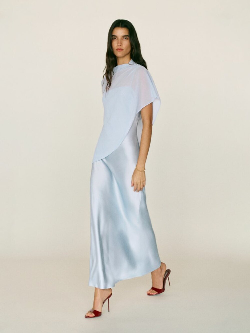 Reformation Lilibeth Silk Dress Blue - Size L